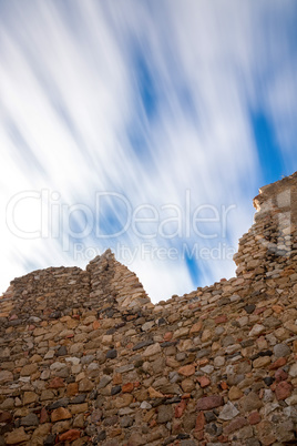 Long exposure effect in a old castle wall