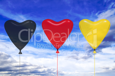 Heart balloon in german national colors, 3D illustration