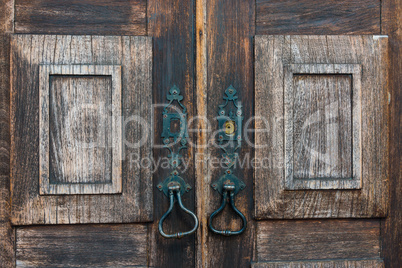 Close up wooden door old and aged