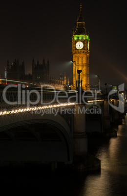 Big Ben, Westminster Bridge at Night, London, England