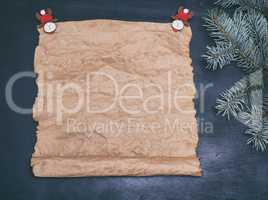 Empty scroll of brown kraft paper