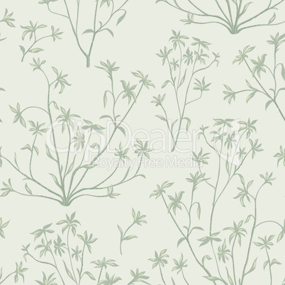 Floral leaves seamless pattern. Wild nature background. Flourish