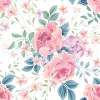 Floral seamless pattern. Flower rose white background. Flourish
