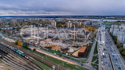 Riga city Autumn sunrise buildings living houses