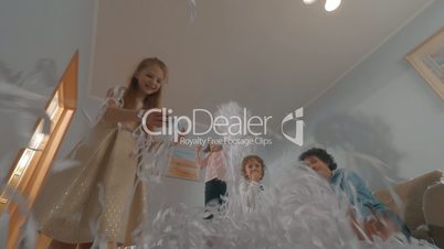 Kids entertaining themselves at fun paper party