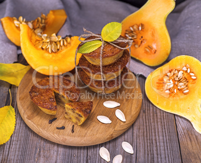 pumpkin muffins and pieces of fresh pumpkin