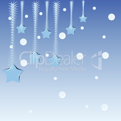 Blue Christmas stars and snow