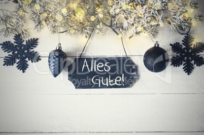 Black Christmas Plate, Fairy Light, Alles Gute Means Best Wishes
