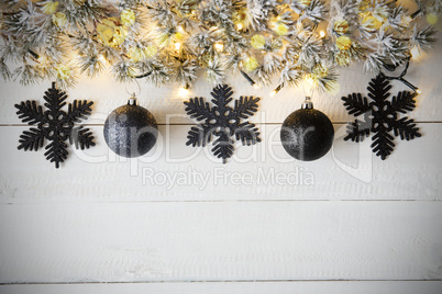 Black Christmas Banner, White Wood, Copy Space