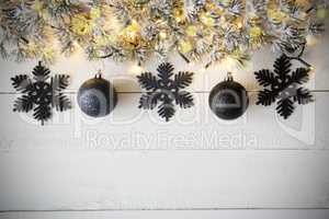 Black Christmas Banner, White Wood, Copy Space