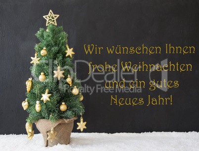 Christmas Tree, Gutes Neues Means Happy New Year, Black Concrete