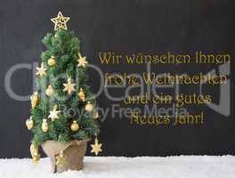 Christmas Tree, Gutes Neues Means Happy New Year, Black Concrete