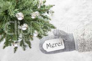 Christmas Tree, Glove, Merci Means Thank You