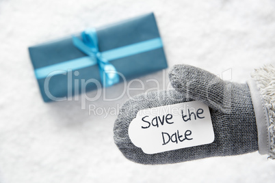 Turquoise Gift, Glove, Text Save The Date