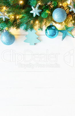 Vertical Turquoise Christmas Banner, Copy Space, Bokeh