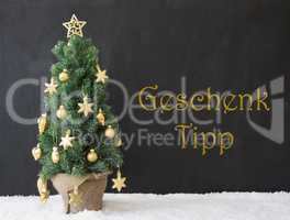 Christmas Tree, Geschenk Tipp Means Gift Tip, Black Concrete