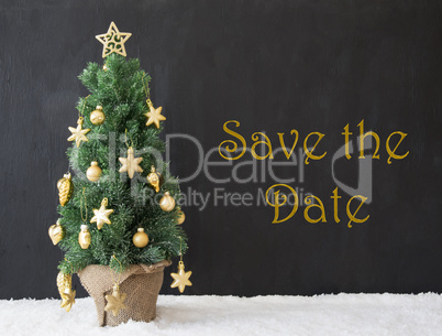 Christmas Tree, Text Save The Date, Black Concrete