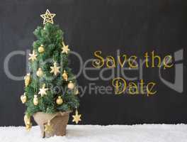 Christmas Tree, Text Save The Date, Black Concrete