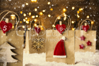 Christmas Shopping Bag, Santa Hat, Snowflakes, Instagram Filter