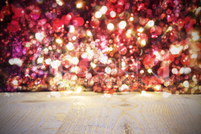 Christmas Background With Red Bright Shiny Lights