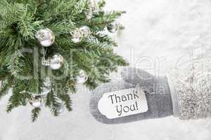 Christmas Tree, Glove, Text Thank You