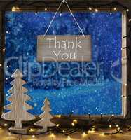 Window, Winter Forest, Text Thank You