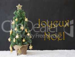 Tree, Joyeux Noel Means Merry Christmas, Black Concrete