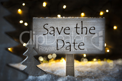 White Christmas Tree, Text Save The Date