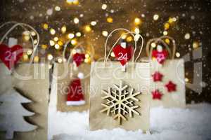 Christmas Shopping Bag, Snowflakes, Santa Hat
