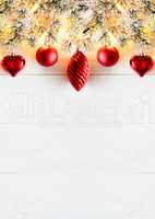 Red Vertical Christmas Banner, White Wood, Copy Space