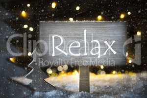 White Christmas Tree, Text Relax, Snowflakes