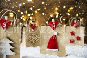 Christmas Shopping Bag, Santa Hat, Snowflakes