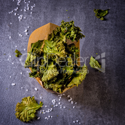 Vegan kale chips with sea salt