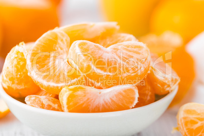 Fresh peeled mandarins, tangerines