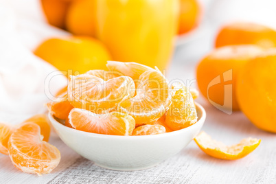 Fresh peeled mandarins, tangerines