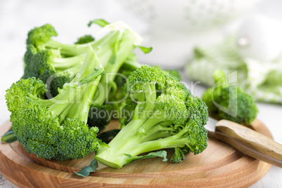 Fresh broccoli on white background closeup