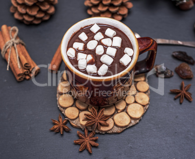 hot chocolate with white marshmallow slices