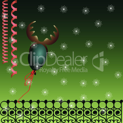 Green Christmas with horn