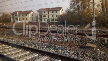 railway tracks in suburban scene