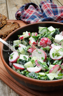 Salad from radish and cucumber