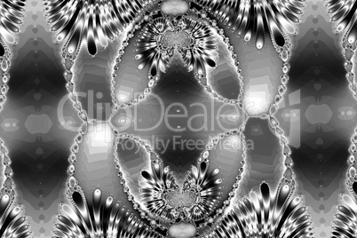 Fractal image: the intricate pattern. Black-and-white image.