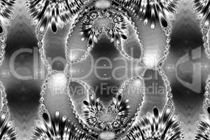 Fractal image: the intricate pattern. Black-and-white image.