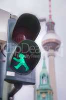 Green walking man (Ampelmann) in Berlin