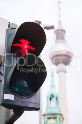 Red walking man (Ampelmann) in Berlin