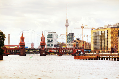 Berlin cityscape with Oberbaum bridge