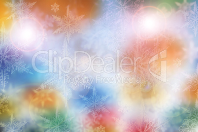 Colorful Christmas background with snowflakes and stars