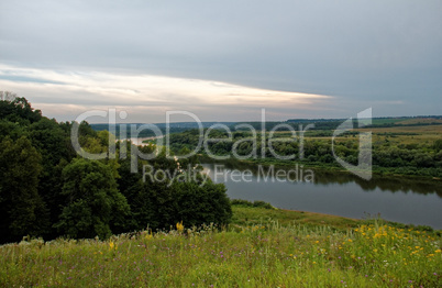 evening on the Oka river in the Tula region