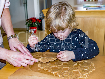 Child at the cookie baking