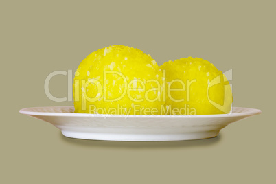 Boiled potato dumplings on the plate