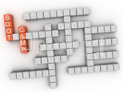 3d Boot camp word cloud concept